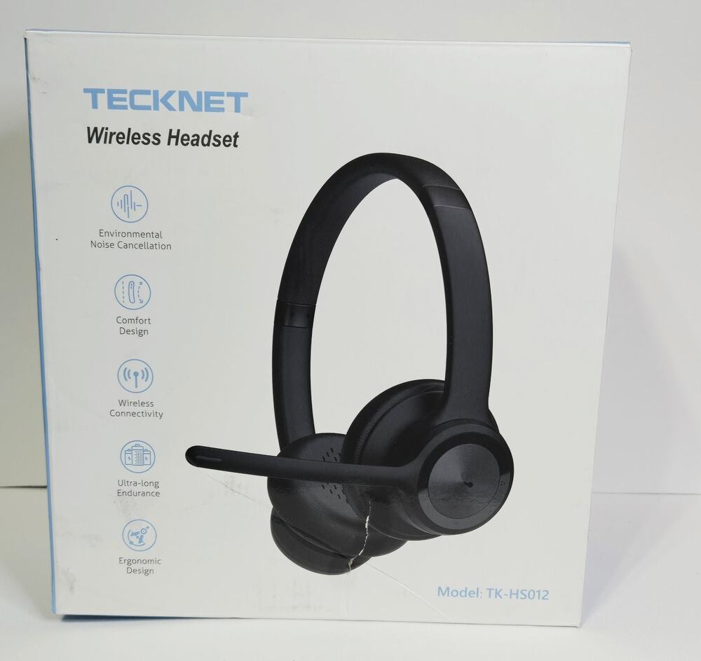 TECKNET Wireless Headset, Bluetooth Headset with AI Noise Cancelling Microphone